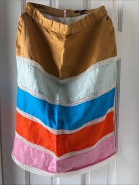 J. Crew Colorblock Midi Silk Pencil Skirt